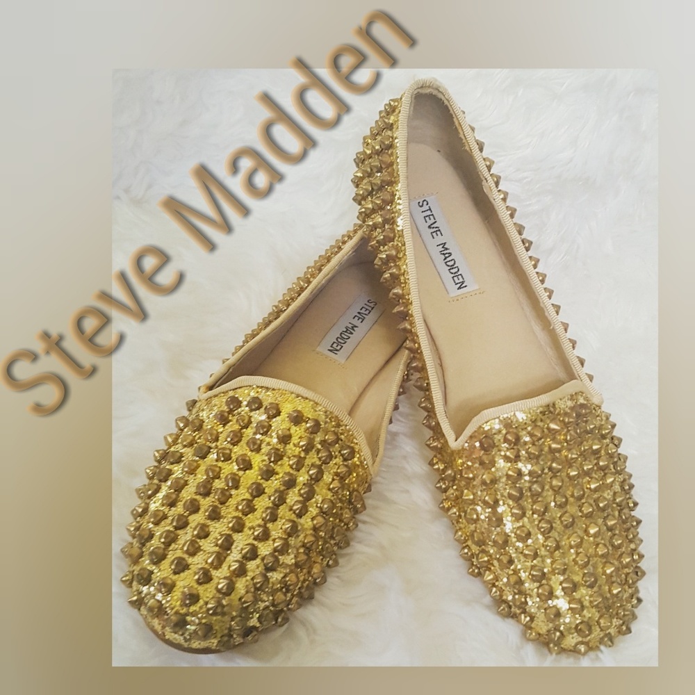 Steve Madden Shoes "Studlyy" Gold Flat Sz 7.5